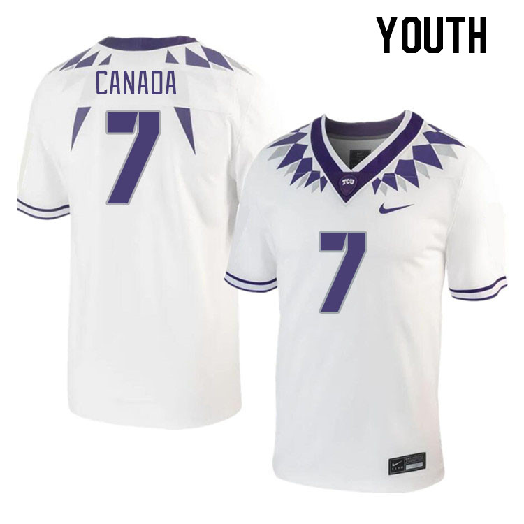 Youth #7 Channing Canada TCU Horned Frogs 2023 College Footbal Jerseys Stitched-White